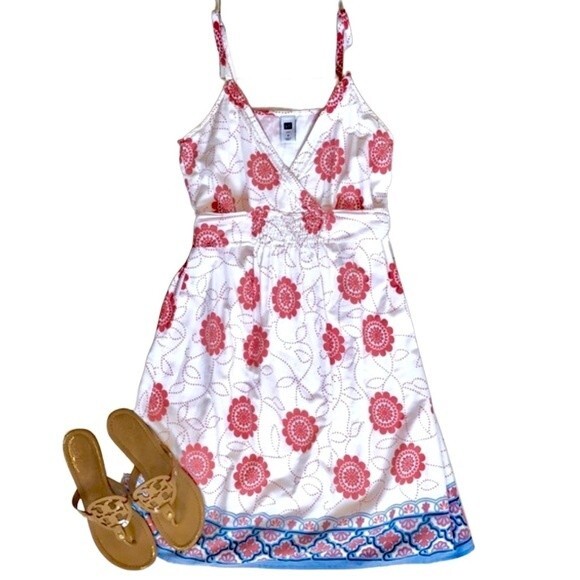 Gap white coral and blue floral cotton sundress size small - Picture 1 of 4
